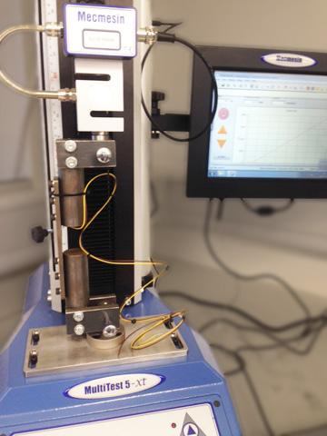Bone physical properties test with a strain gauge in the science lab